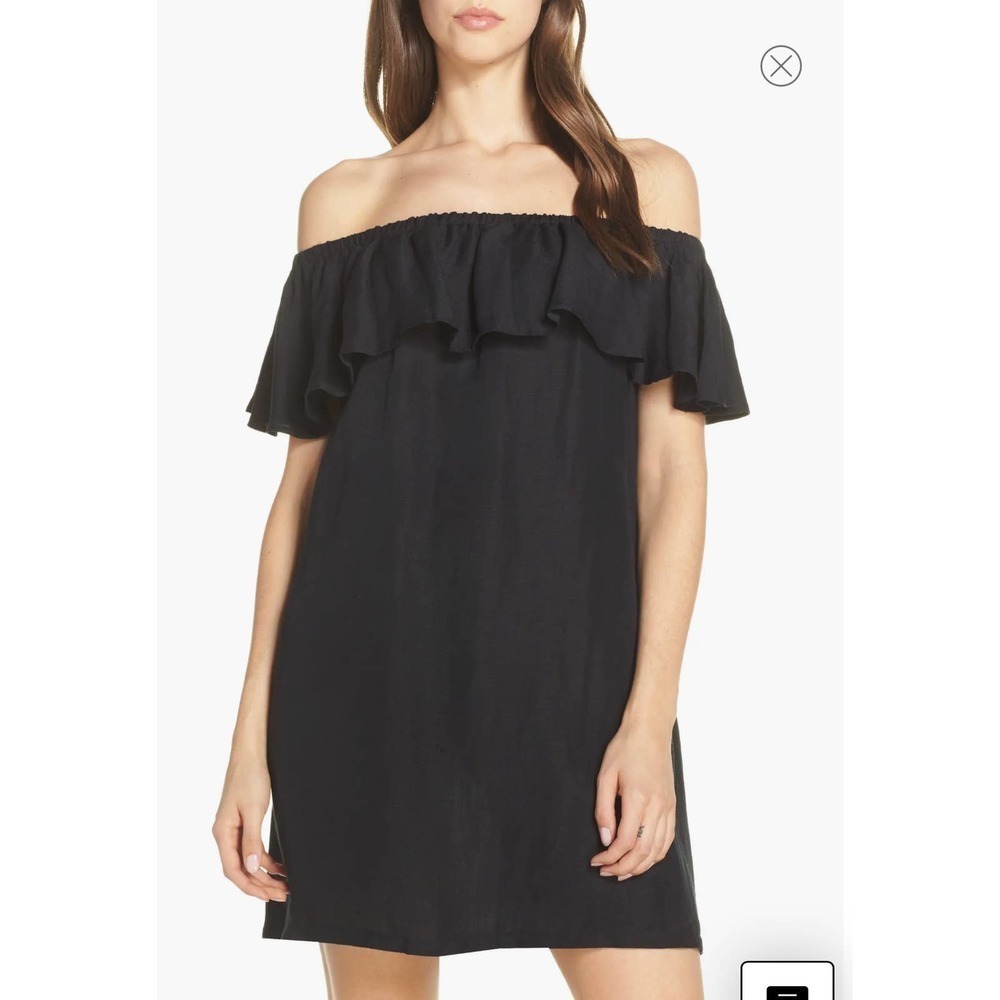 Tommy Bahama women’s Off the Shoulder Cover-Up Dress Black S swimdress beach